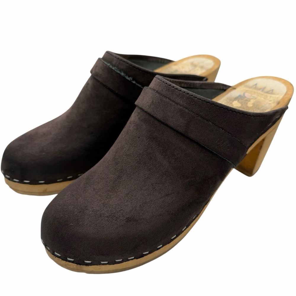 MAGUBA Stockholm Dark Brown Leather Women's Clogs with Heel - Size 41/ US 10.5